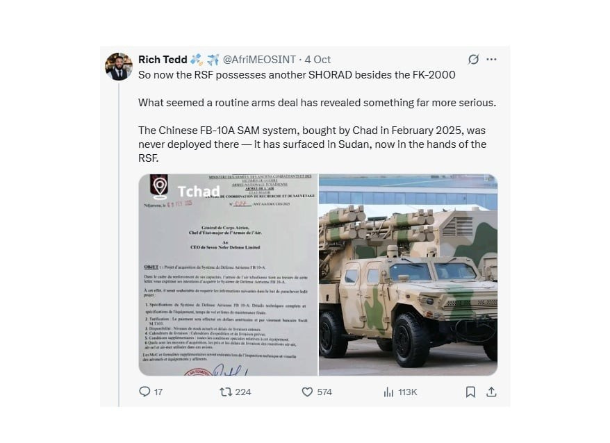 Hệ thống t&ecirc;n lửa FB-10A Trung Quốc rơi v&agrave;o tay lực lượng RSF- Ảnh 2.