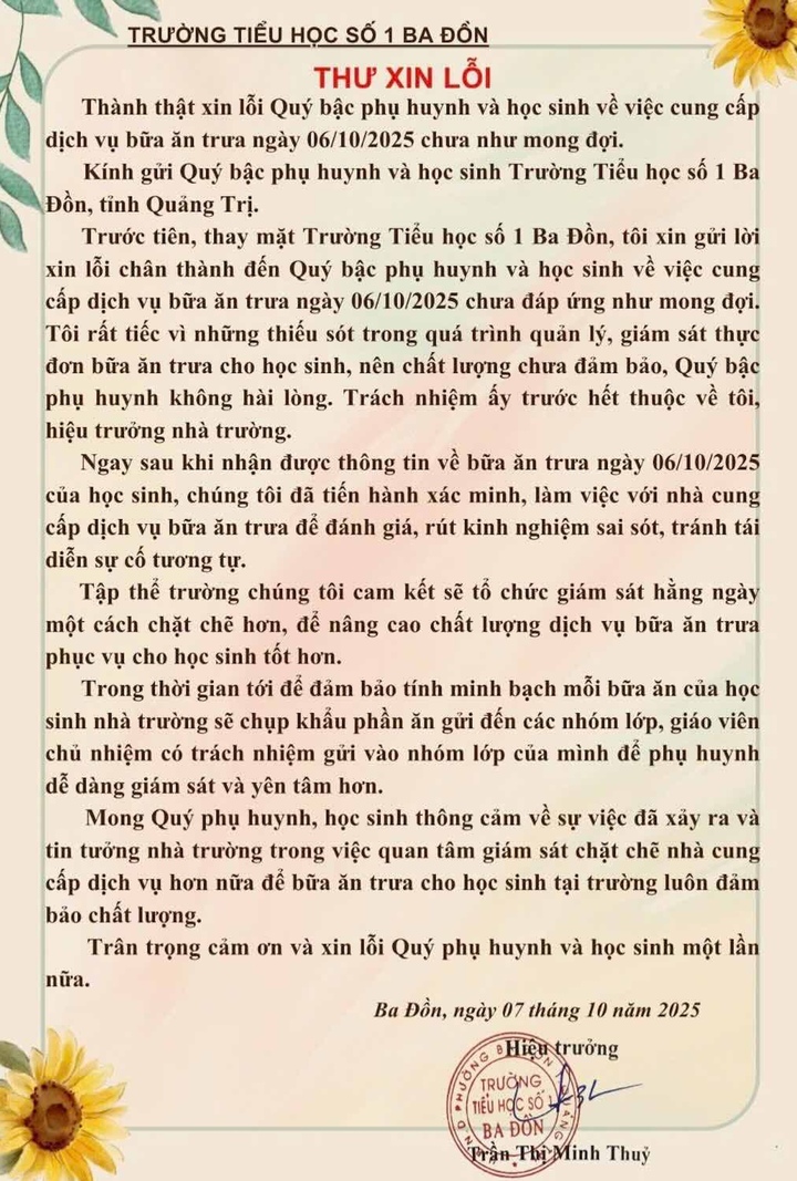 Suất cơm b&aacute;n tr&uacute; 25.000 đồng 'dậy s&oacute;ng' mạng x&atilde; hội: Hiệu trưởng xin lỗi- Ảnh 1.