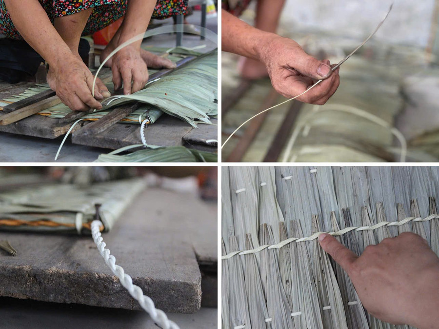 Những "lão làng" may áo chống nắng từ lá cây, góp phần cải thiện thu nhập- Ảnh 1.