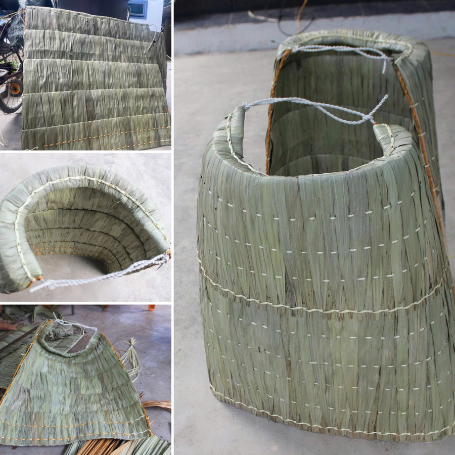 Những "lão làng" may áo chống nắng từ lá cây, góp phần cải thiện thu nhập- Ảnh 14.