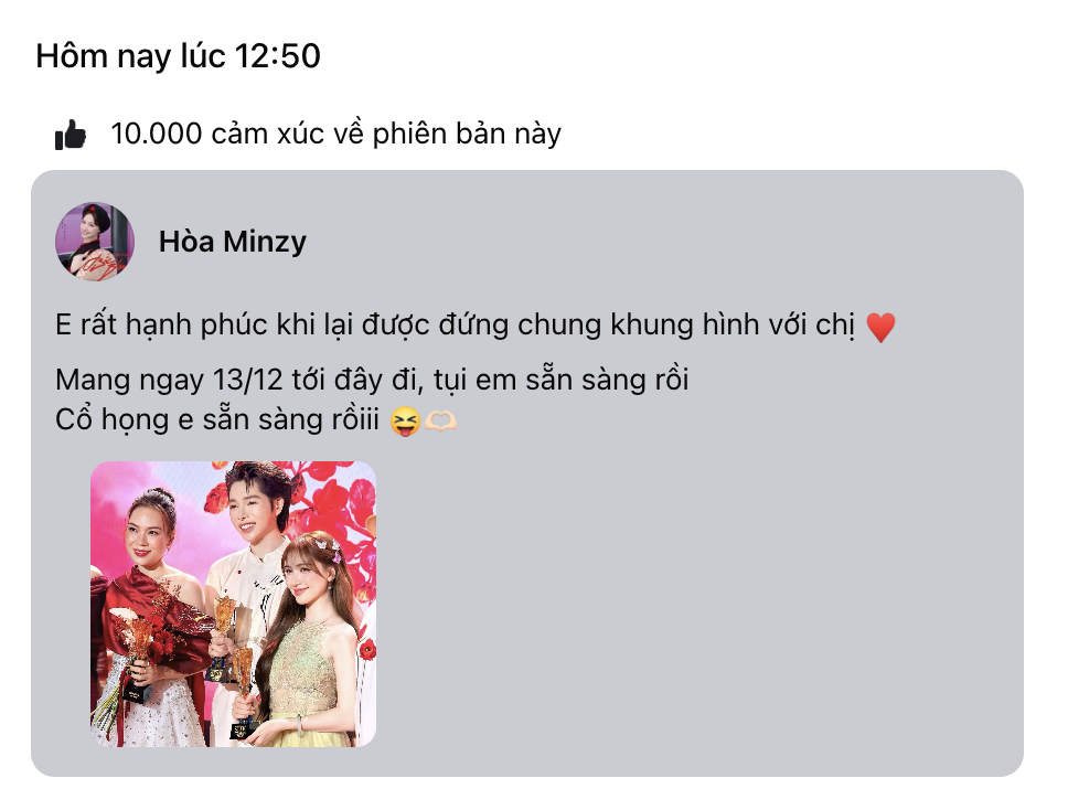 Hòa Minzy viết gì mà phải sửa gấp sau 3 phút đăng hình với Mỹ Tâm- Ảnh 4.