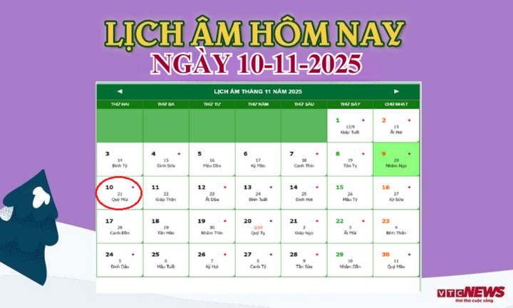 Lịch âm 10/11 - Âm lịch hôm nay 10/11 chính xác nhất - lịch vạn niên 10/11/2025- Ảnh 1.