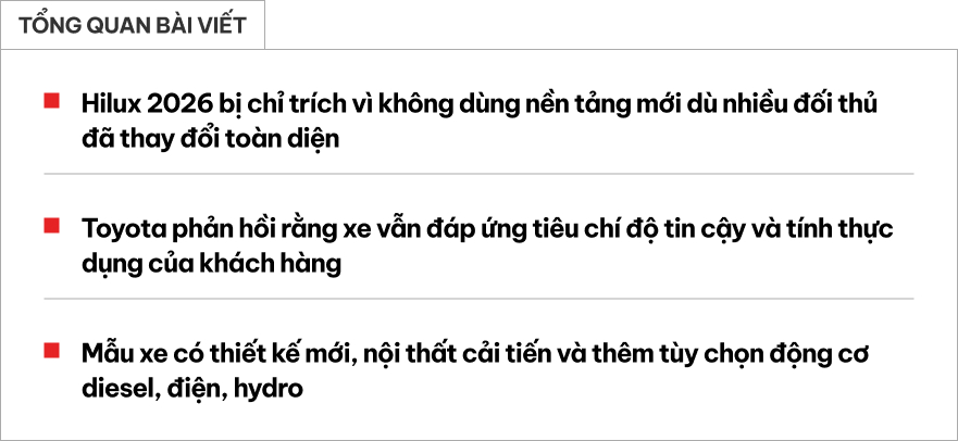 Toyota Hilux 2026 bị chê dùng khung gầm lỗi thời, sếp hãng đáp trả bằng lý do khó cãi- Ảnh 1.