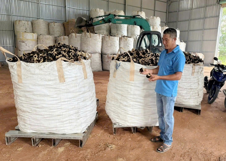 Dùng vỏ trấu chế biến ra củi, nông dân thu hàng trăm triệu đồng mỗi năm- Ảnh 8.