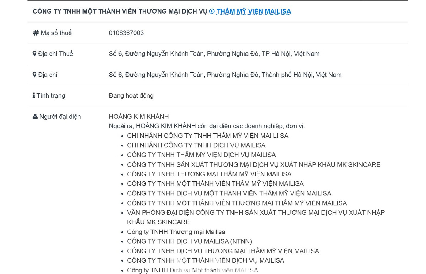 Cho&aacute;ng với hồ sơ doanh nghiệp của 'b&agrave; tr&ugrave;m' Mailisa đang bị c&ocirc;ng an kh&aacute;m x&eacute;t- Ảnh 2.