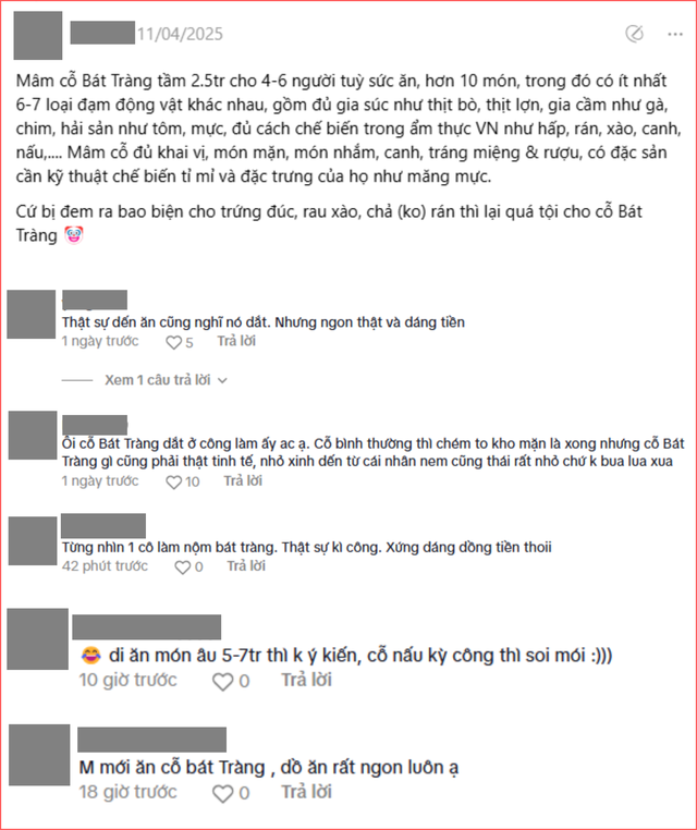 Tranh cãi cỗ Bát Tràng 2,7 triệu/mâm 6 người bị chê đắt: Người từng ăn nói gì?- Ảnh 4. Tranh cãi cỗ Bát Tràng 2,7 triệu/mâm 6 người bị chê đắt: Người từng ăn nói gì?- Ảnh 4.