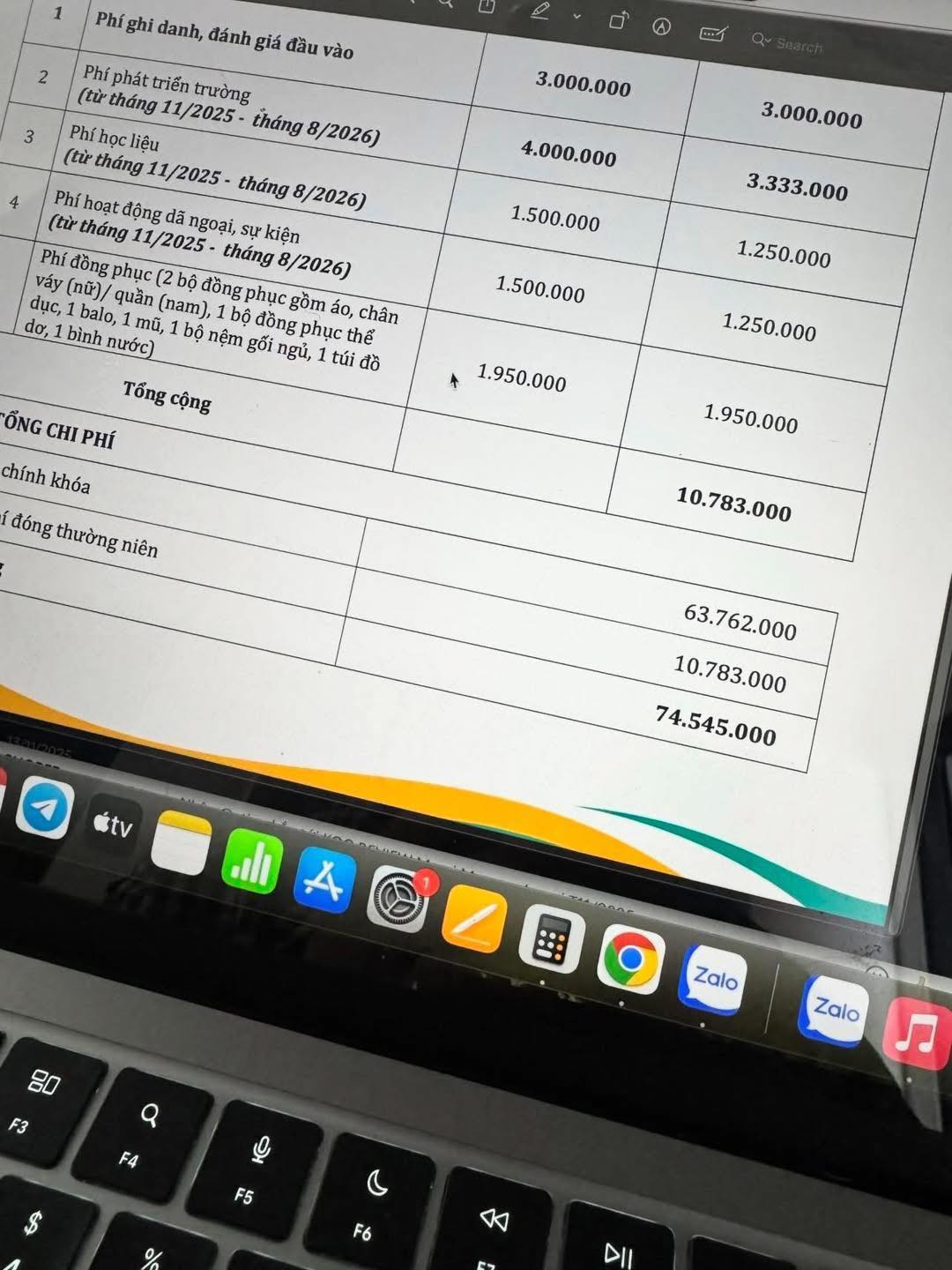 Bảng học phí gần 75 triệu của một em bé 6 tháng tuổi gây chú ý- Ảnh 1.