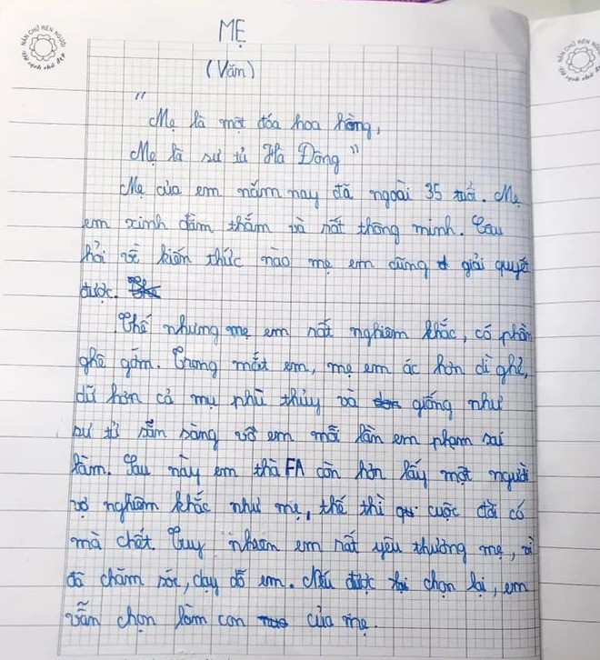 Học sinh tiểu học viết văn tả mẹ "ác hơn dì nghẻ" khiến dân mạng cười đau bụng, đoạn kết mới là đỉnh cao- Ảnh 1.