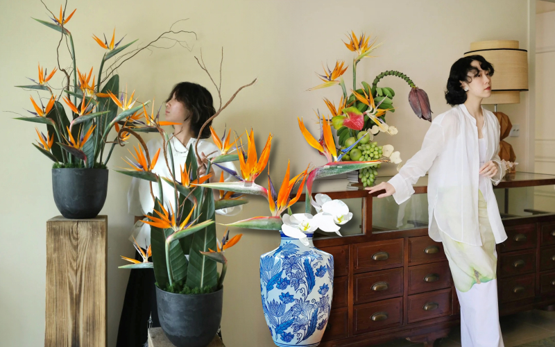 Hoa thiên điểu “đổ bộ” phòng khách ngày Tết: Nhìn là thấy giàu, cắm một lần là nghiện- Ảnh 1.