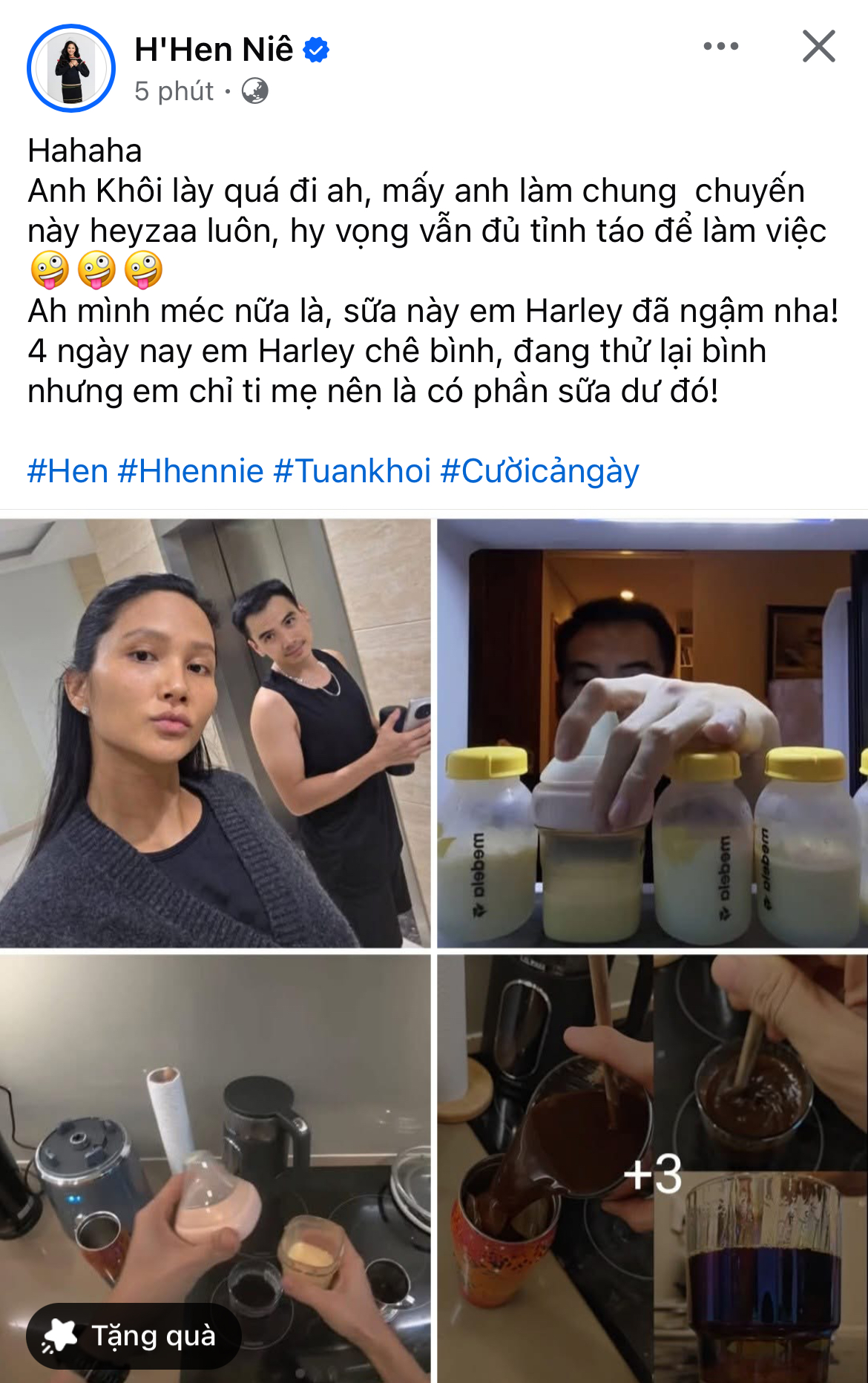 Chồng H'Hen Niê lấy sữa của vợ pha cafe cho bạn uống, phản ứng nàng hậu như "đổ thêm dầu vào lửa"- Ảnh 5. Chồng H'Hen Niê lấy sữa của vợ pha cafe cho bạn uống, phản ứng nàng hậu như "đổ thêm dầu vào lửa"- Ảnh 5.