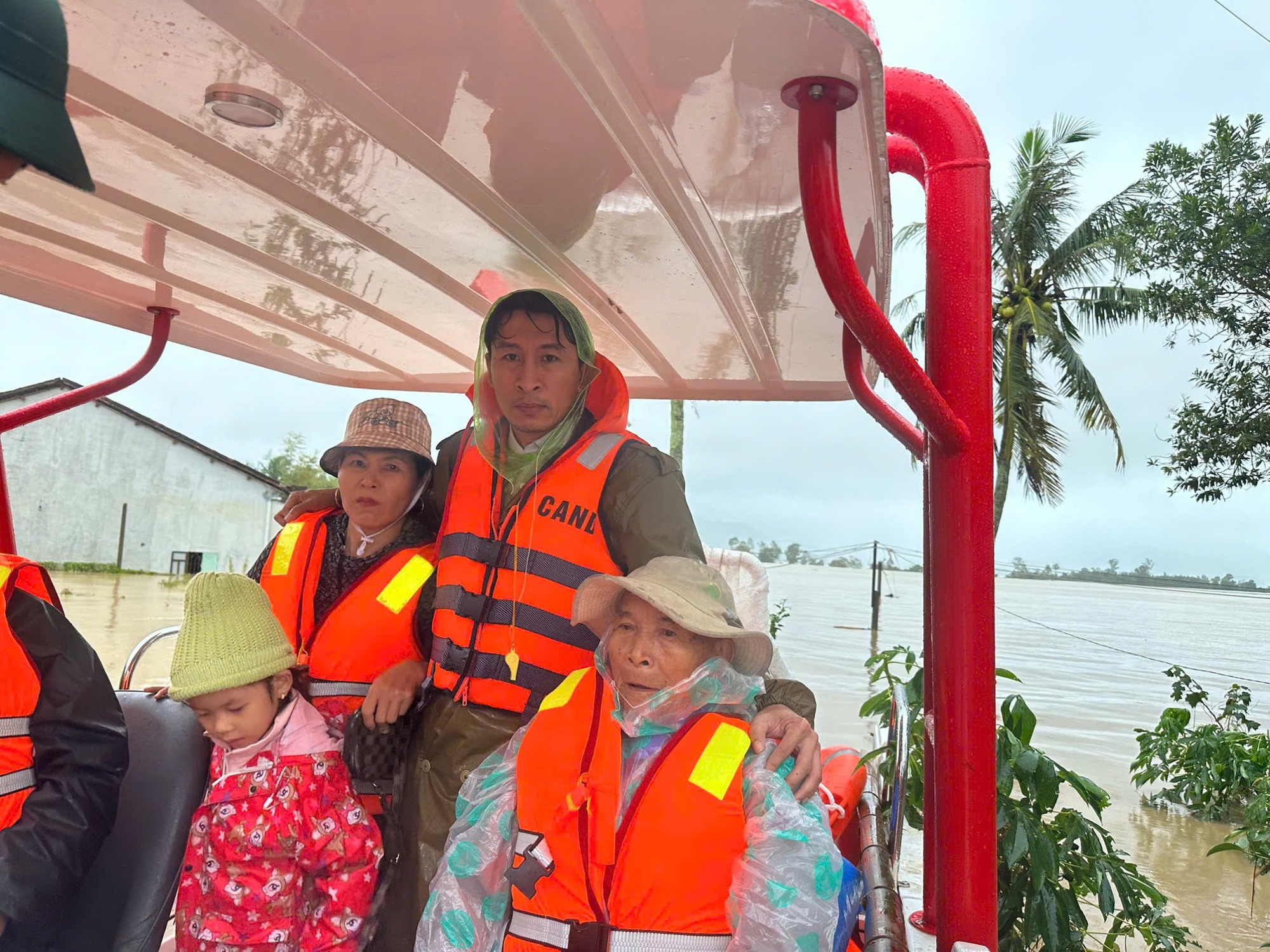 Cận cảnh giải cứu người dân mắc kẹt trên ngọn cây, mái nhà- Ảnh 4.