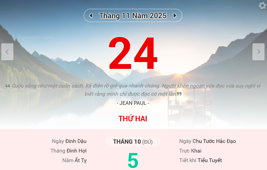 Lịch âm 24/11 - Xem lịch âm ngày 24/11- Ảnh 1.