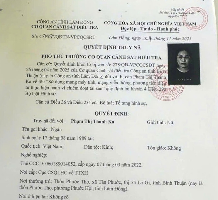 Truy nã Phạm Thị Thanh Ka- Ảnh 1. Truy nã Phạm Thị Thanh Ka- Ảnh 1.