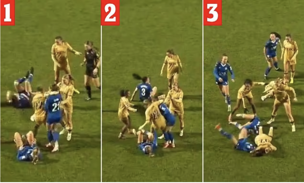 Nữ cầu thủ nhận thẻ đỏ và bão phẫn nộ vì vật ngã đối thủ bằng đòn kẹp cổ kiểu judo, cả SVĐ sốc nặng- Ảnh 1. Nữ cầu thủ nhận thẻ đỏ và bão phẫn nộ vì vật ngã đối thủ bằng đòn kẹp cổ kiểu judo, cả SVĐ sốc nặng- Ảnh 1.