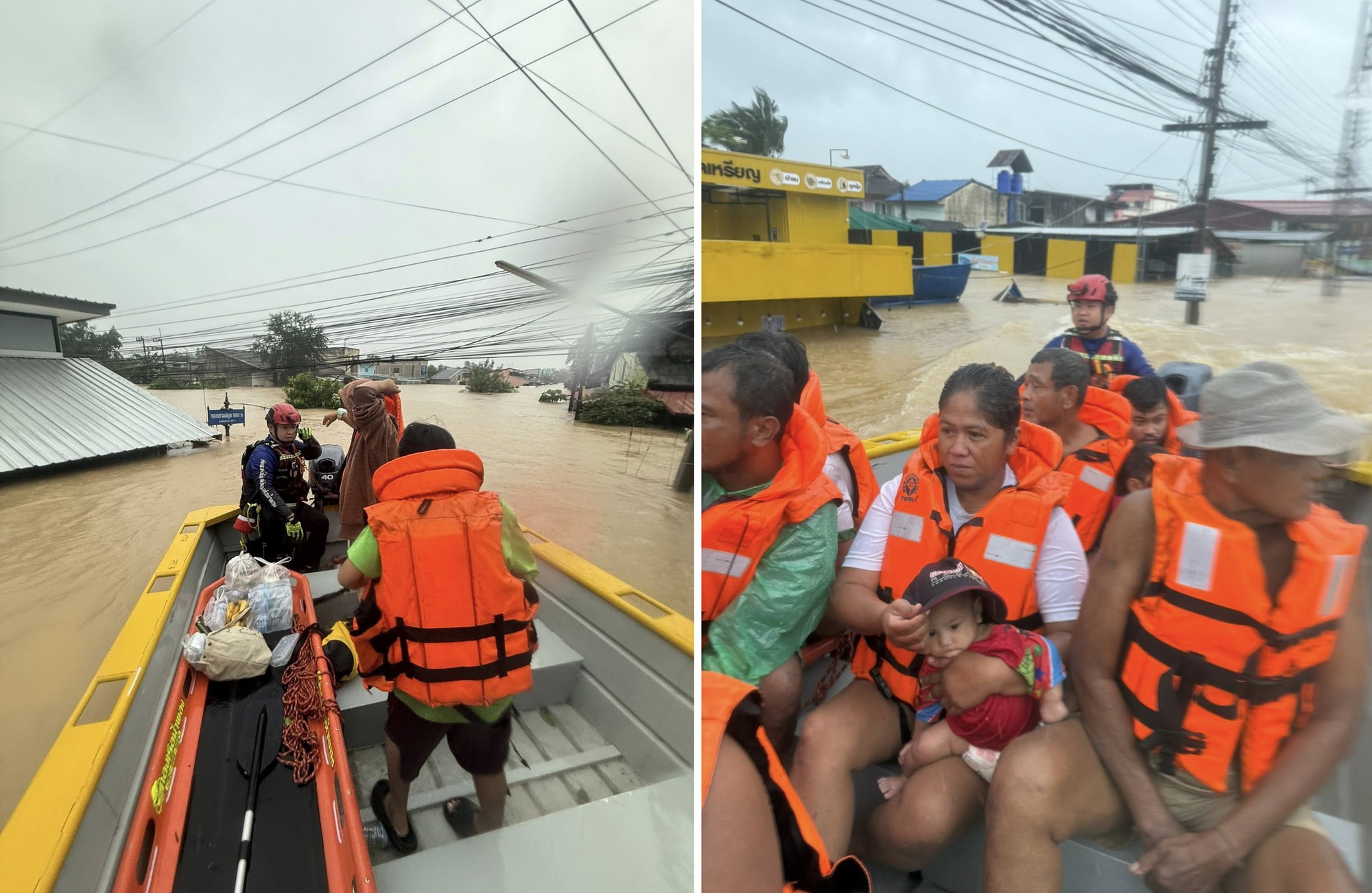 Lũ lịch sử ở Thái Lan: Người dân đu dây cáp, phá mái nhà thoát hiểm- Ảnh 6. Lũ lịch sử ở Thái Lan: Người dân đu dây cáp, phá mái nhà thoát hiểm- Ảnh 6.