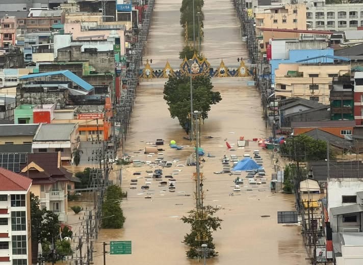 Lũ lịch sử ở Thái Lan: Người dân đu dây cáp, phá mái nhà thoát hiểm- Ảnh 9. Lũ lịch sử ở Thái Lan: Người dân đu dây cáp, phá mái nhà thoát hiểm- Ảnh 9.