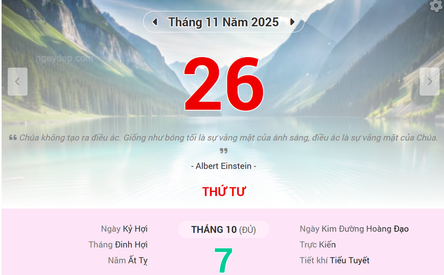 Lịch âm 26/11 - Xem lịch âm ngày 26/11- Ảnh 1.