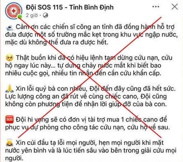 Facebook "Đội SOS 115 - Bình Định" đăng tin công an dừng cứu nạn: Admin nói do thiếu nhận thức- Ảnh 1. Facebook "Đội SOS 115 - Bình Định" đăng tin công an dừng cứu nạn: Admin nói do thiếu nhận thức- Ảnh 1.