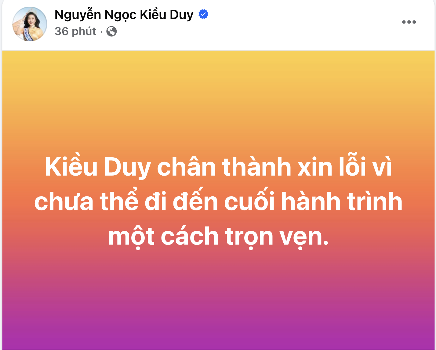 Hoa hậu nhà Sen Vàng xin lỗi - Ảnh 1.