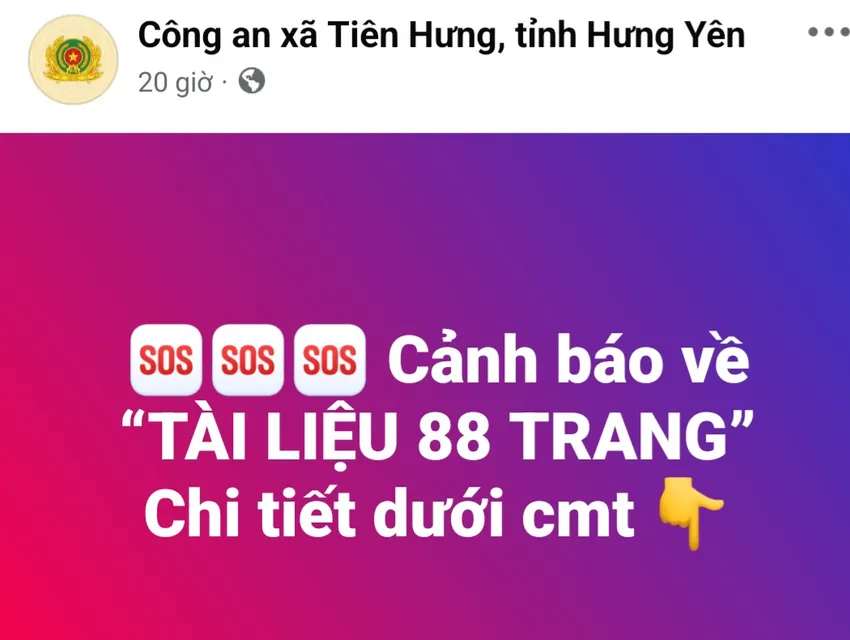 Công an xã Tiên Hưng, tỉnh Hưng Yên cảnh báo khẩn về tài liệu độc hại lan truyền trên mạng- Ảnh 1.