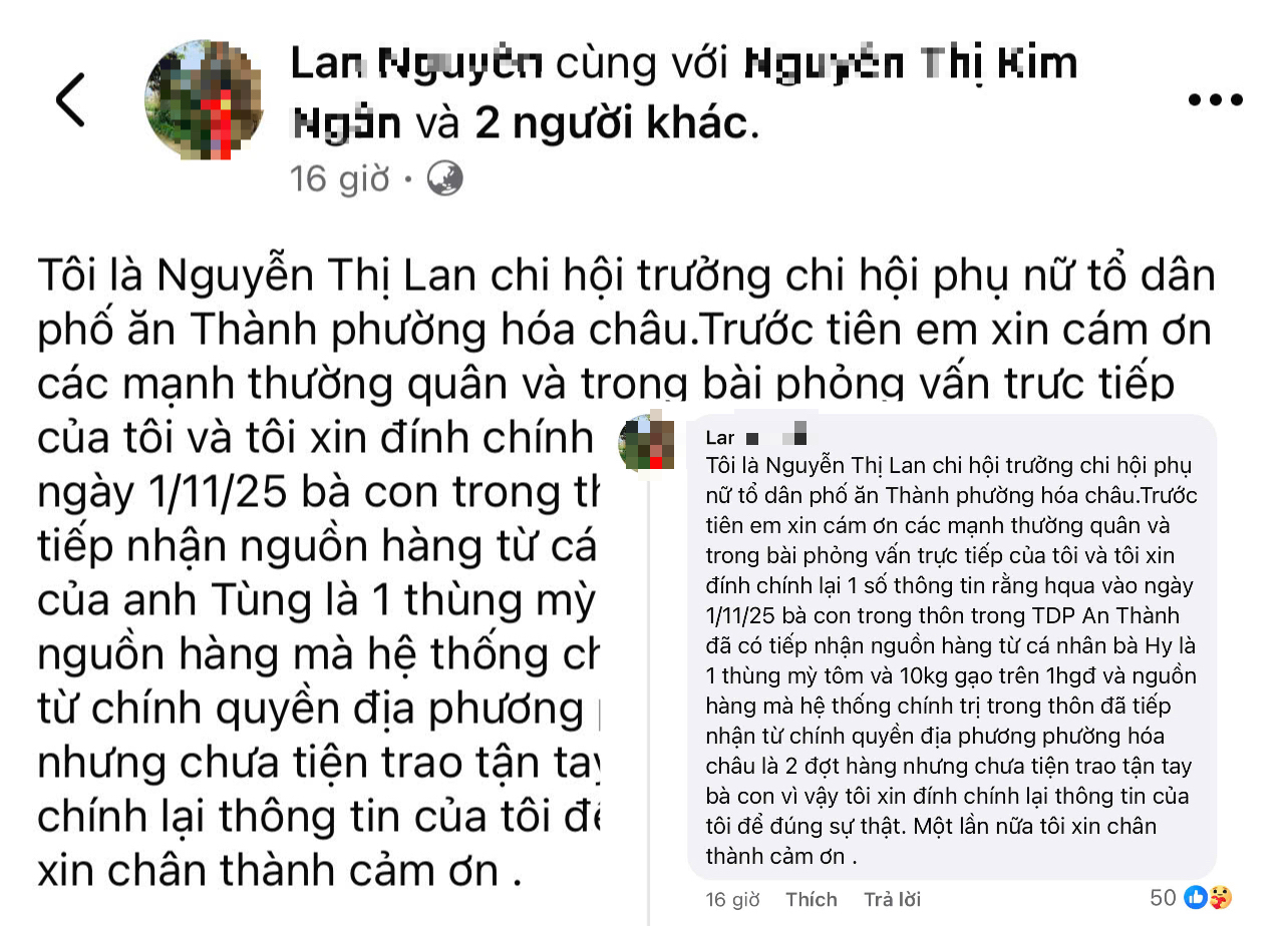 Nữ cán bộ khu phố xin hàng cứu trợ ở Huế lên mạng xã hội đính chính thông tin- Ảnh 2.