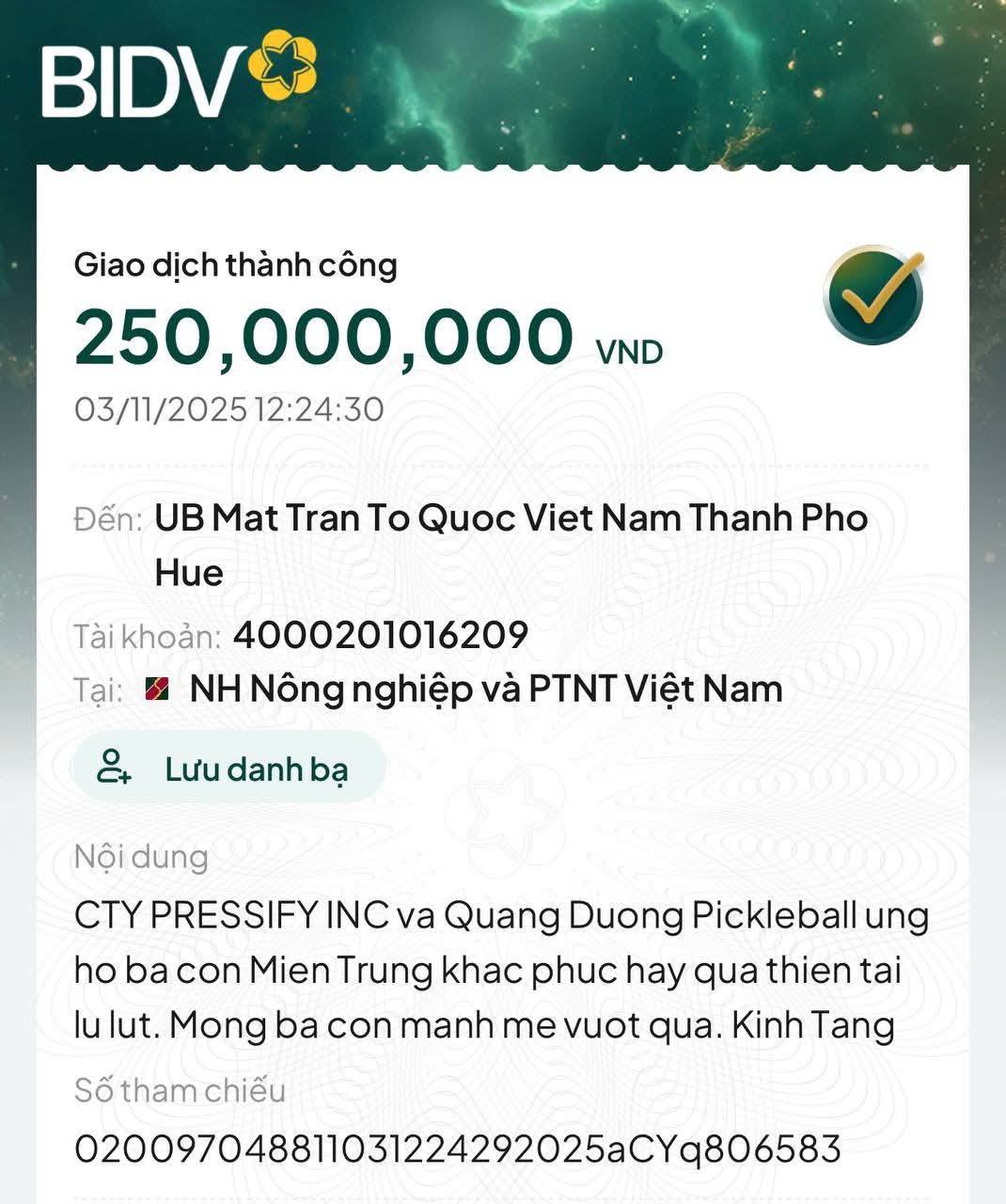 Quang Dương pickleball “chốt” hơn 800 triệu ủng hộ miền Trung lũ lụt, nhắn một lời giản dị khiến ai cũng xúc động- Ảnh 1. Quang Dương pickleball “chốt” hơn 800 triệu ủng hộ miền Trung lũ lụt, nhắn một lời giản dị khiến ai cũng xúc động- Ảnh 1.