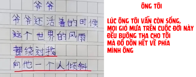 Bài văn "Ông tôi" của cậu bé lớp 2 giành giải Nhì toàn quốc, chỉ 26 chữ nhưng khiến ai cũng rơi lệ- Ảnh 2.