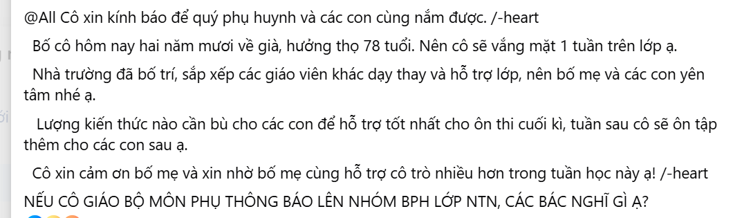 Đăng tin nhắn của c&ocirc; gi&aacute;o l&ecirc;n MXH, 1 phụ huynh khiến ch&iacute;nh phụ huynh kh&aacute;c trong lớp bức x&uacute;c: Suy diễn đ&aacute;ng sợ thế!- Ảnh 1.