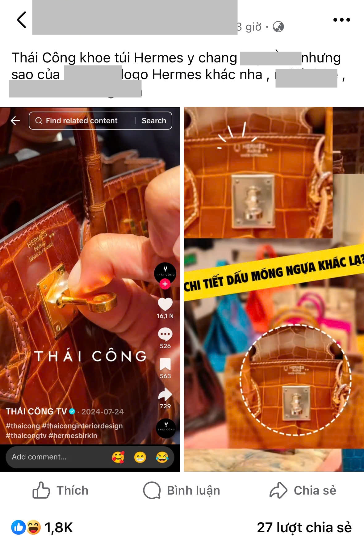 Thái Công lại vướng phải ồn ào túi hiệu tiền tỷ- Ảnh 1. Thái Công lại vướng phải ồn ào túi hiệu tiền tỷ- Ảnh 1.