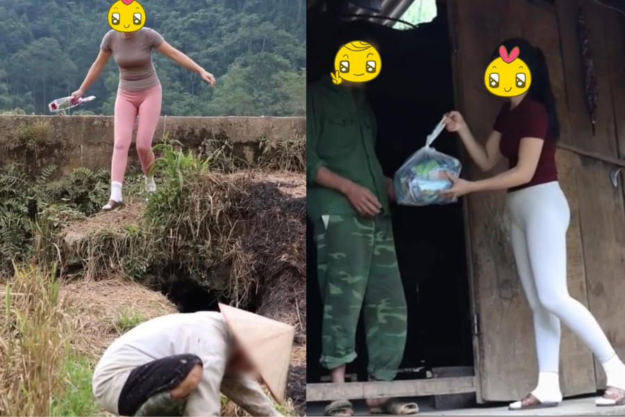 Hình ảnh cô gái mặc quần tập gym bó sát đi từ thiện gây tranh cãi- Ảnh 1. Hình ảnh cô gái mặc quần tập gym bó sát đi từ thiện gây tranh cãi- Ảnh 1.