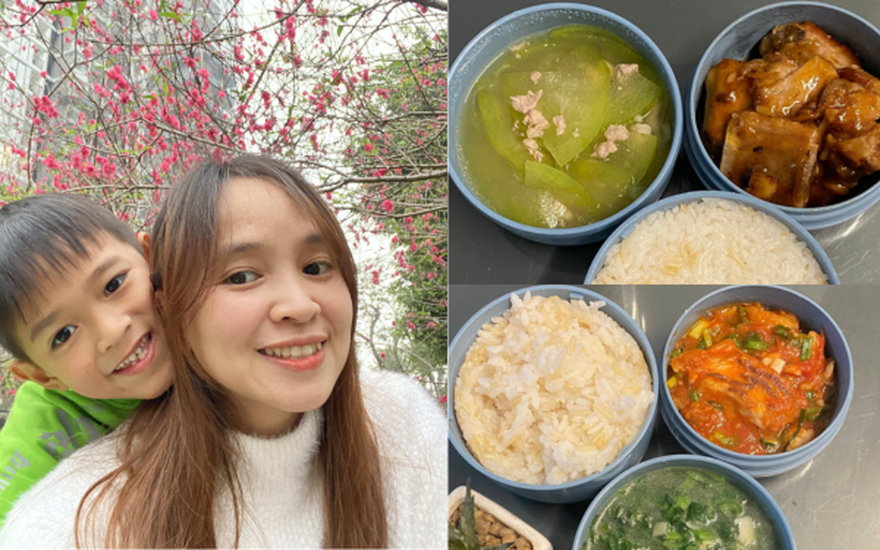 Mẹ Hưng Y&ecirc;n 6h30 s&aacute;ng dậy l&agrave;m cơm hộp cho con mang tới trường: Nh&igrave;n th&ocirc;i đ&atilde; thấy đ&uacute;ng chuẩn "cơm nh&agrave; mẹ nấu"- Ảnh 1.