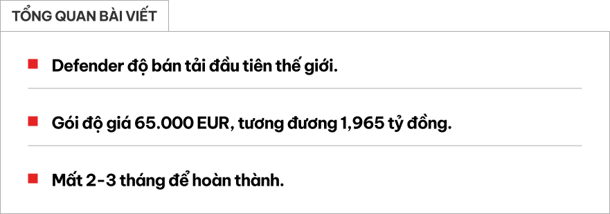 Defender bán tải đầu tiên trên thế giới: Riêng tiền độ gần bằng mua xe mới, mất 2-3 tháng để hoàn thành- Ảnh 1. Defender bán tải đầu tiên trên thế giới: Riêng tiền độ gần bằng mua xe mới, mất 2-3 tháng để hoàn thành- Ảnh 1.
