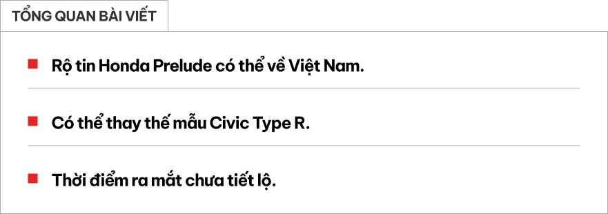 Rộ tin Honda Prelude có thể bán tại Việt Nam: Thay thế Civic Type R, giá bán khó dưới 3 tỷ đồng- Ảnh 1. Rộ tin Honda Prelude có thể bán tại Việt Nam: Thay thế Civic Type R, giá bán khó dưới 3 tỷ đồng- Ảnh 1.