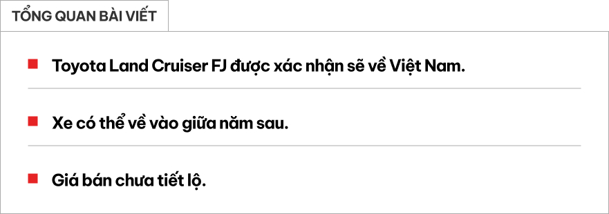 Toyota Land Cruiser FJ chốt bán tại Việt Nam: Có thể về nước ngay năm sau ‘lấp khoảng trống’ giữa Fortuner và Prado- Ảnh 1.