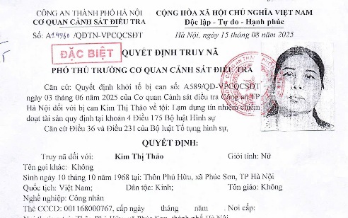 Truy nã Kim Thị Thảo