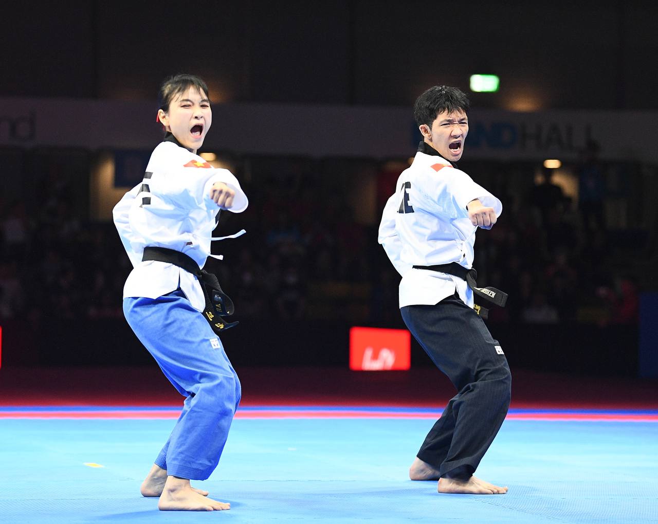 Trai tài gái giỏi Taekwondo Việt Nam ôm nhau bật khóc, vỡ oà cảm xúc khi thắng Thái Lan ở bán kết SEA Games 33- Ảnh 1.