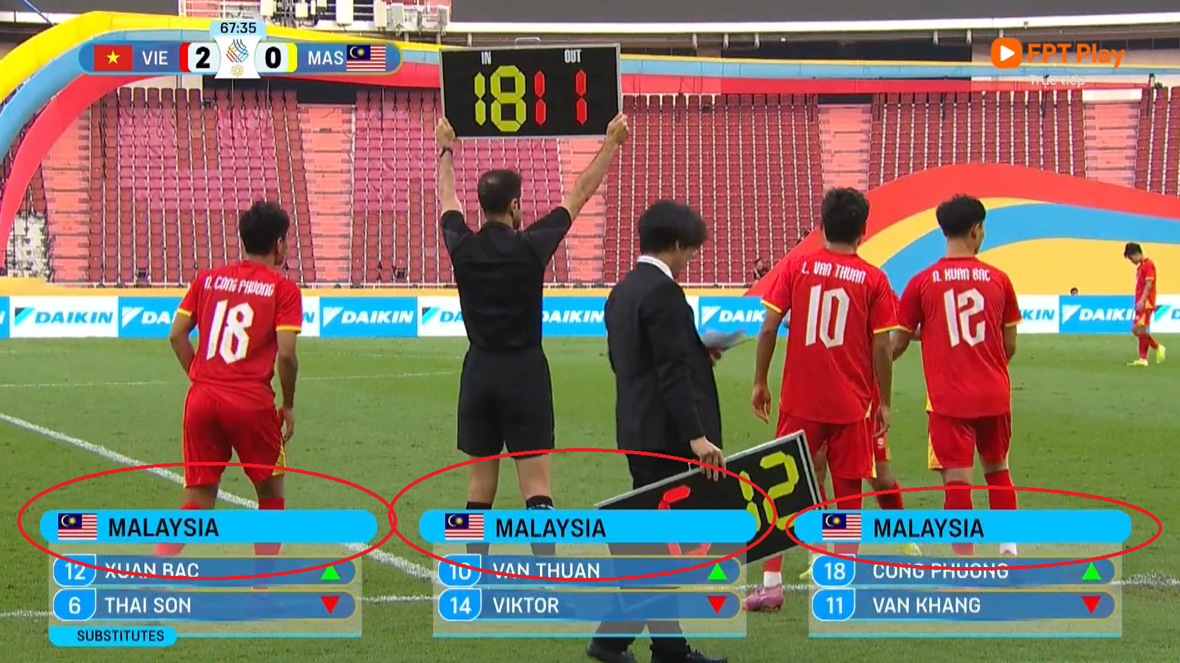 Ban tổ chức SEA Games lại mắc lỗi, hiến thị 6 cầu thủ Việt Nam th&agrave;nh... Malaysia - Ảnh 1.