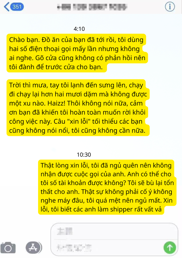 Tin nhắn lúc 4h sáng của shipper khiến khách hàng hối hận cũng đã muộn- Ảnh 2. Tin nhắn lúc 4h sáng của shipper khiến khách hàng hối hận cũng đã muộn- Ảnh 2.