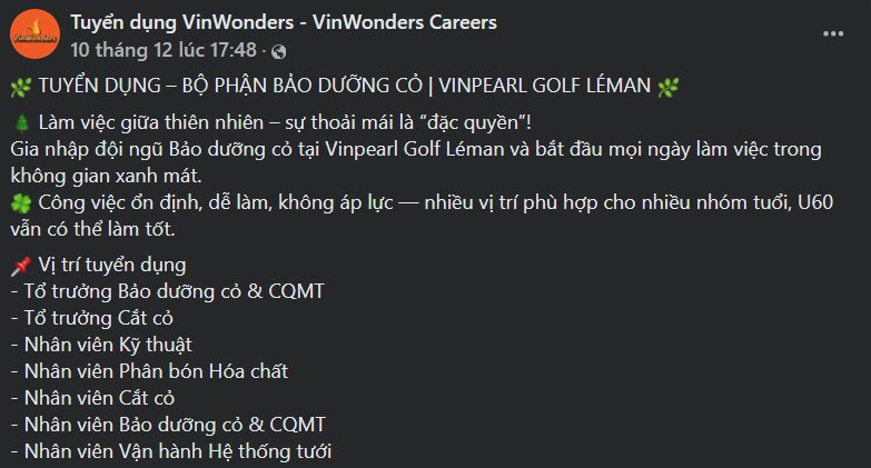 H&eacute; lộ mức lương người cắt cỏ s&acirc;n golf của tỷ ph&uacute; Phạm Nhật Vượng, U60 vẫn được nhận - Ảnh 2.