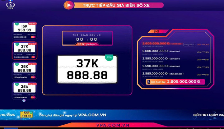 Đấu gi&aacute; biển số xe thu về 5 . 200 Tỷ đồng cho ng&acirc;n s&aacute;ch Nh&agrave; nước năm 2025 - Ảnh 1.