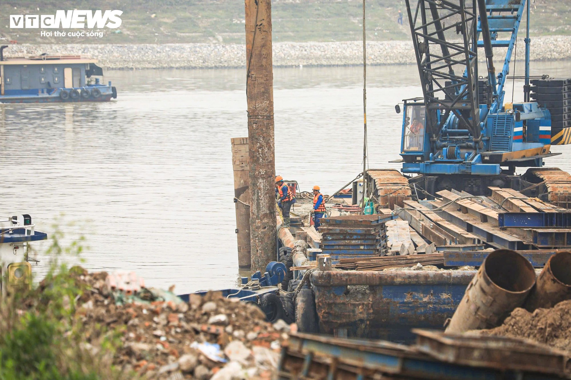 Cầu Mễ Sở: Thi công cầu 4 làn xe kết nối Hà Nội và Hưng Yên - Ảnh 3.