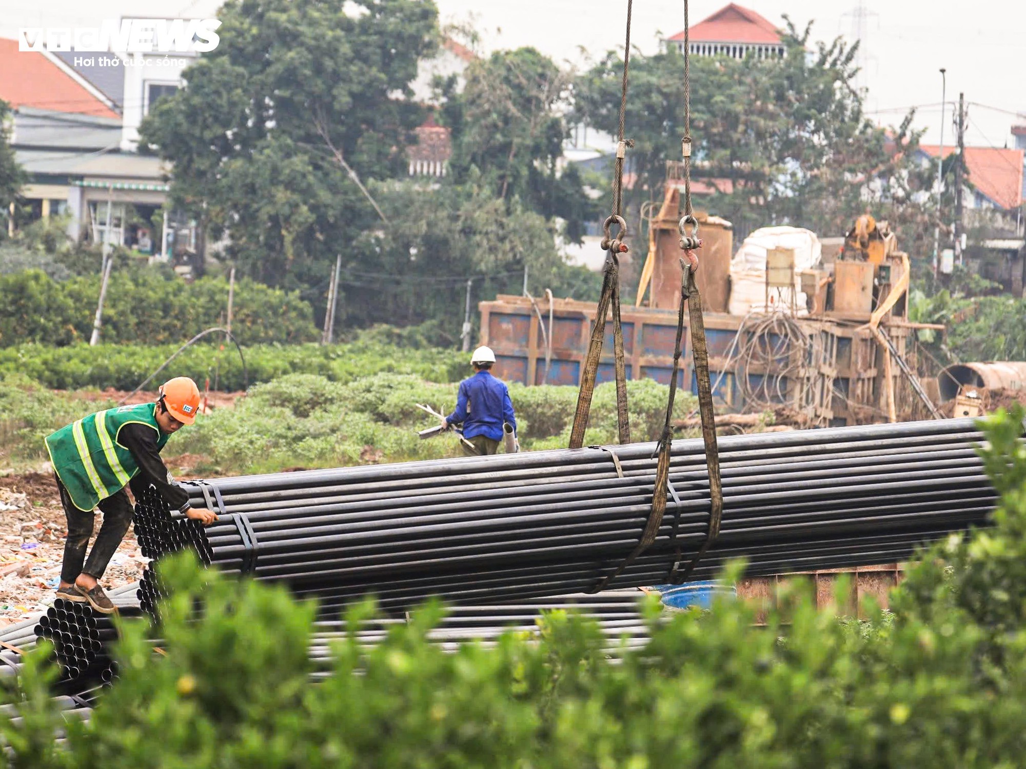 Cầu Mễ Sở: Thi công cầu 4 làn xe kết nối Hà Nội và Hưng Yên - Ảnh 8.