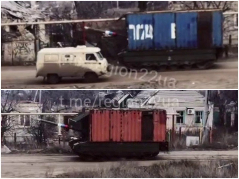 Xe tăng Nga trang bị container đường biển đối ph&oacute; UAV hiệu quả - Ảnh 1.