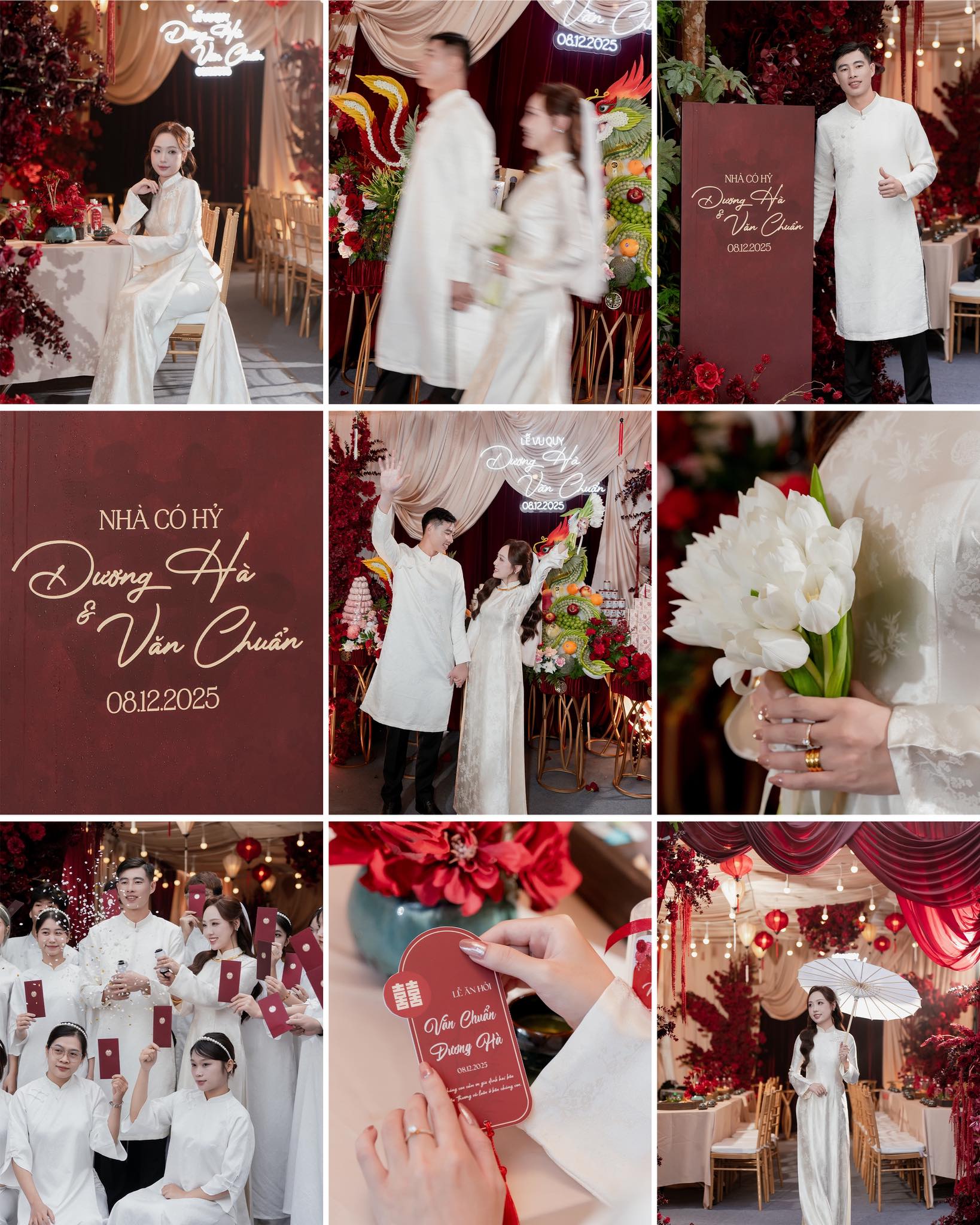 Thủ m&ocirc;n U23 Việt Nam l&agrave;m lễ ăn hỏi thạc sĩ hơn 3 tuổi, visual c&ocirc; d&acirc;u s&aacute;ng bừng, chuẩn "trai t&agrave;i g&aacute;i giỏi" - Ảnh 1.