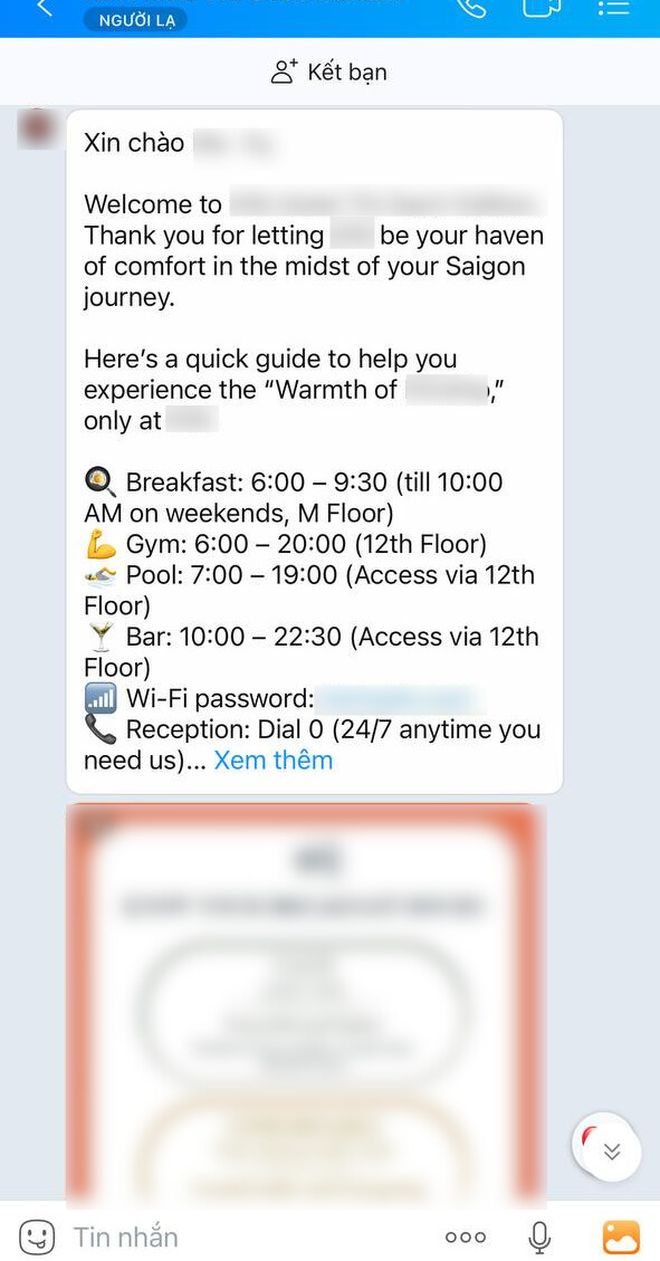 Thấy kh&aacute;ch sạn gửi tin nhắn n&agrave;y qua Zalo th&igrave; h&atilde;y kiểm tra ngay trước khi thanh to&aacute;n- Ảnh 1.