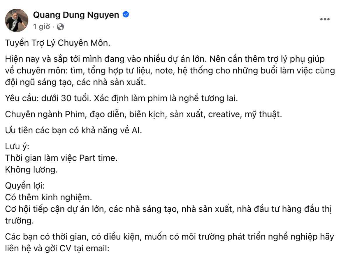 Steadihan L&ecirc; Bảo H&acirc;n l&ecirc;n tiếng vụ tuyển trợ l&yacute; đạo diễn Quang Dũng: T&ocirc;i từng l&agrave;m kh&ocirc;ng lương, chờ 6h s&aacute;ng đến 4h30 chiều- Ảnh 1.