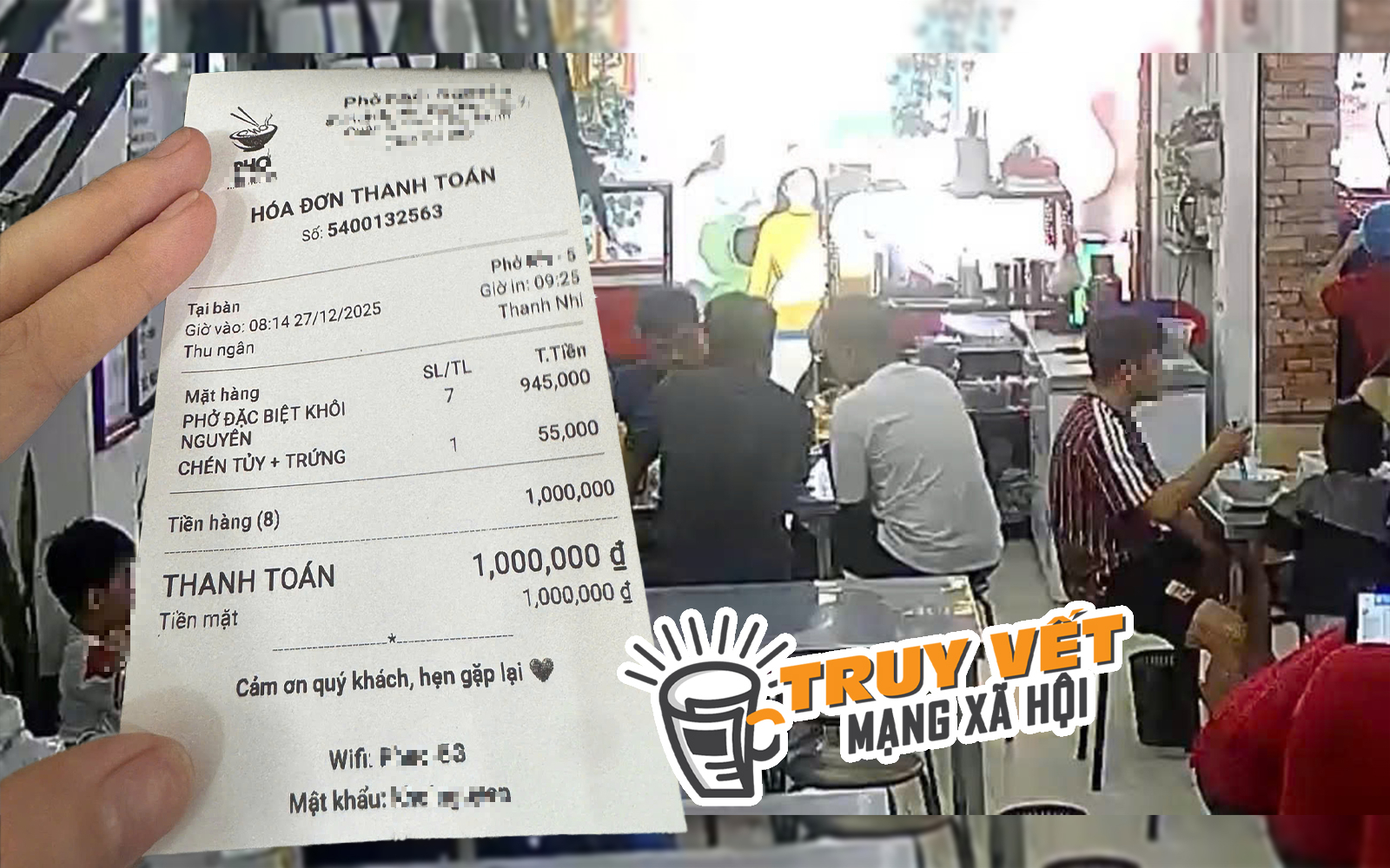 X&ocirc;n xao clip 7 người đ&agrave;n &ocirc;ng "qu&ecirc;n" trả 1triệu đồng tiền phở - Ảnh 1.