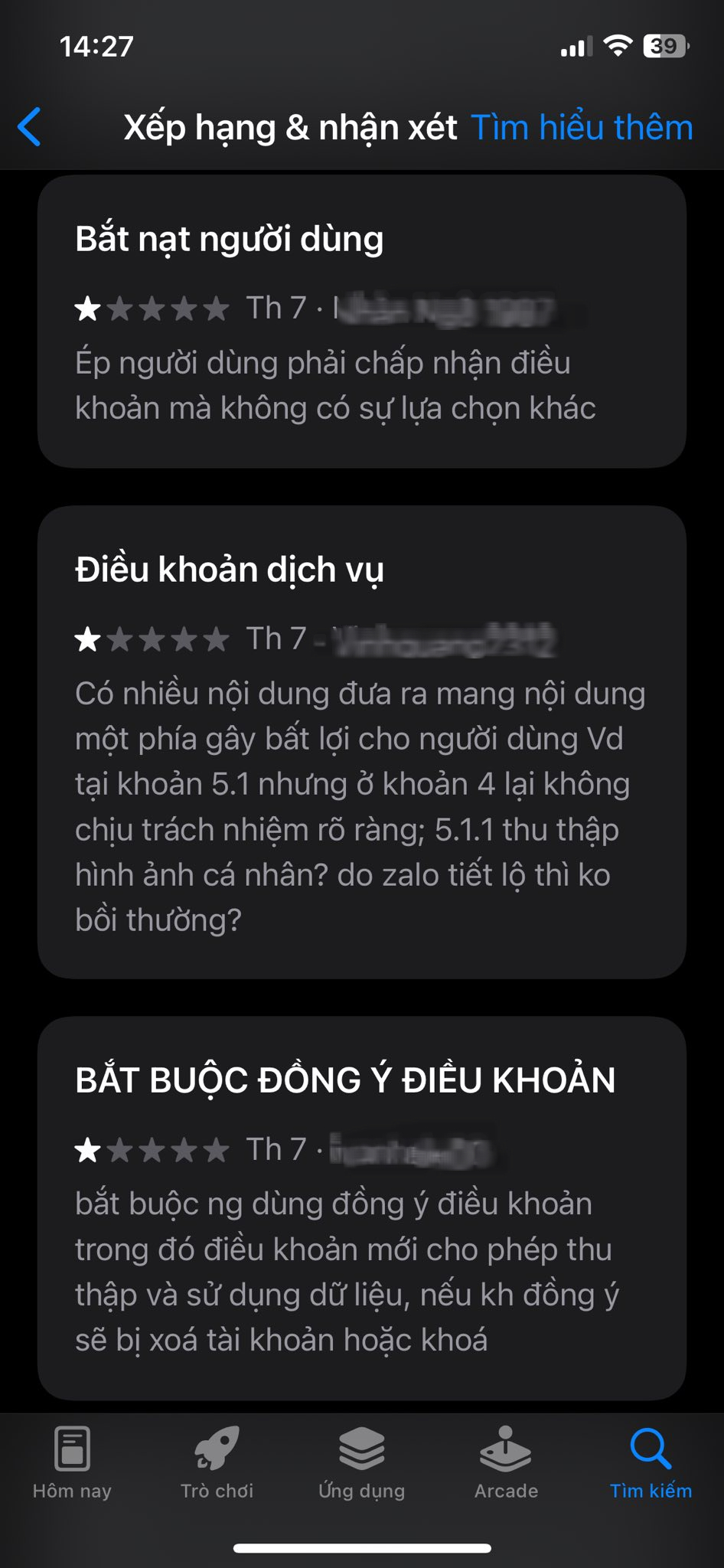 Zalo nhận “ bão 1 sao ” vì Điều khoản dịch vụ gây tranh cãi từ người dùng - Ảnh 3. Zalo nhận “ bão 1 sao ” vì Điều khoản dịch vụ gây tranh cãi từ người dùng - Ảnh 3.
