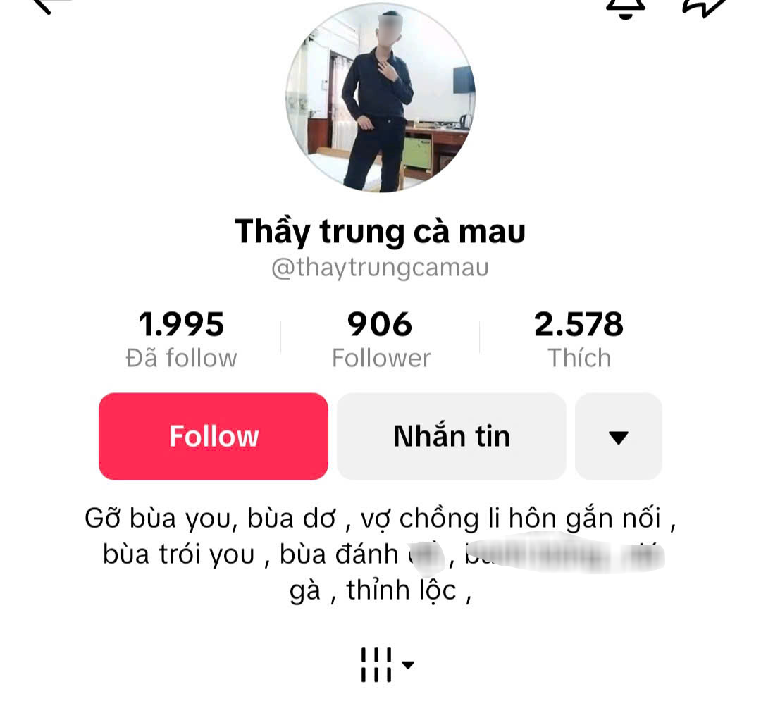 Chủ tài khoản TikTok "Thầy Trung Cà Mau" ra giá làm bùa yêu - Ảnh 1.