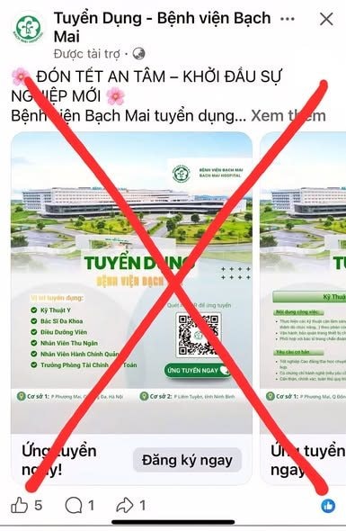 Cảnh báo từ Bệnh viện Bạch Mai về fanpage giả mạo thông tin tuyển dụng - Ảnh 2.